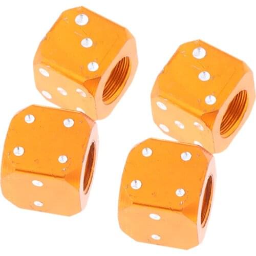 4 Pcs. Rims Wheel Tire Valve Caps Dust Caps For Car Motorcycle , Orange, 10x 10 X 10 Mm