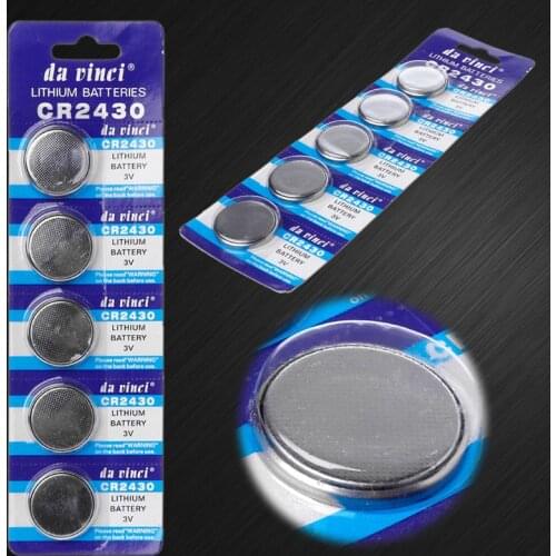 5PCS Button Battery CR2430 3V Electronic Lithium Coin Cell Batteries DL2430 BR2430 ECR2430 KL2430 EE6229 Watch Toy Headphone