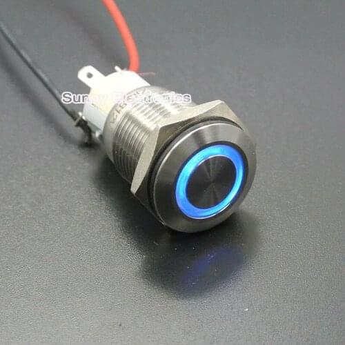 50pcs Latching 16mm Blue Angel Eye stainless steel Metal LED illuminated 12V 6V 24V 110V 220V Push Button Switch Car Dash