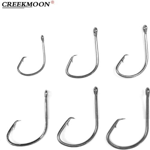50Pcs Sharp Octopus Beak Hook Saltwater High Carbon Steel Fishing Hooks Fly Tying Hooks Eagle Tip Circle for Fish Black Nickle