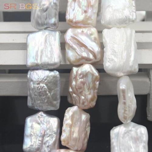 Free Shipping 18x22mm Rectangle AA Reborn Baroque Freshwater Pearl Jewelry Craft Large Pearls Beads Strand 15"
