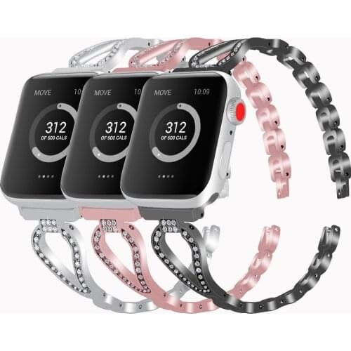 Stainless Steel Bands Compatible for Apple Watch 38mm 40mm Series 4, Series 3, Series 2 1 Accessories Metal Diamond Wristband