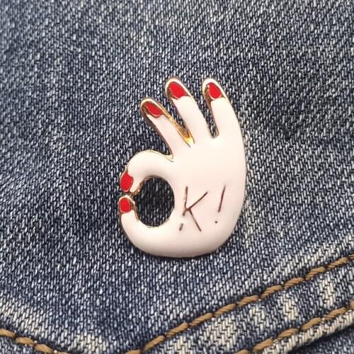 Fingers “OK” Brooch Clothes Metal Badge Enamel Pin Backpack Jacket Hat Lapel Pin Unique Items Jewelry Gift For Kids/Friends