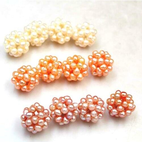 1pc Natural Freshwater Pearl Loose Beads Beautiful Hand-woven Hollow Ball Pearls DIY Necklace Bracelet Sweater Chain Accessories