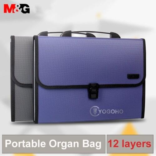 Black/Grey A4 File Folder Document Organizer Receipt File Expanding Wallet 13 Pockets Bill Folders Paper Holder Office Supplies