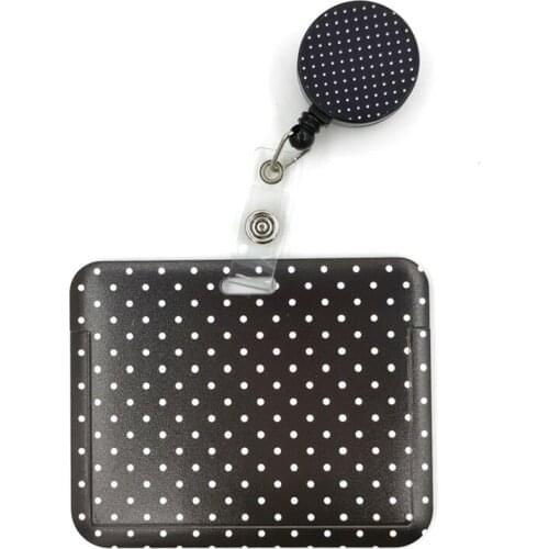 Black spot Wave Point Cute Credit Card Cover Lanyard Bags Retractable Badge Reel Student Nurse Exhibition Enfermera Name Clips