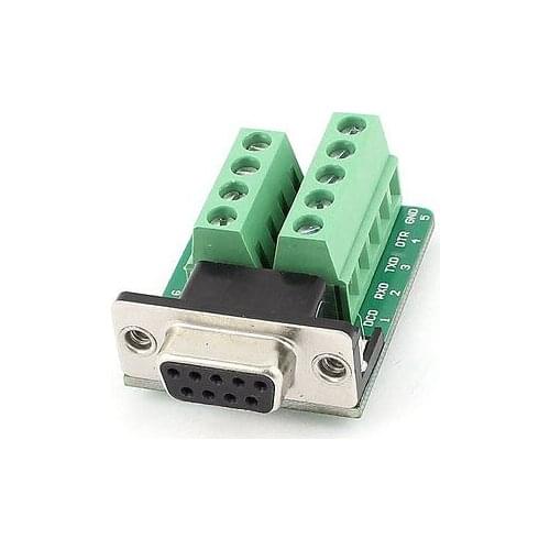 DB9 RS232 Female Adapter Plate Jack to 2 Row 9 Position Terminal Breakout Board