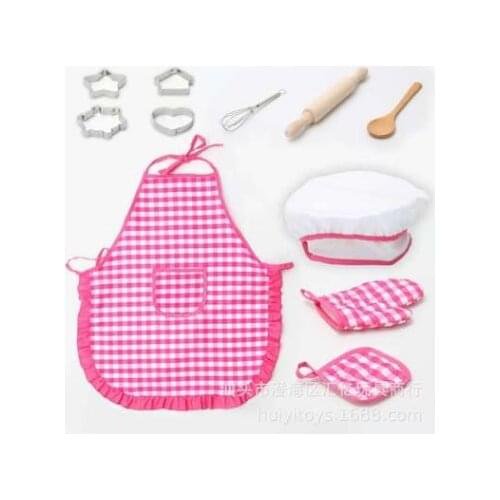 Kids Cooking And Baking Set Kitchen Deluxe Chef Set Costume Pretend Role Play Kit Apron Hat Suit For 3 Years Old Children