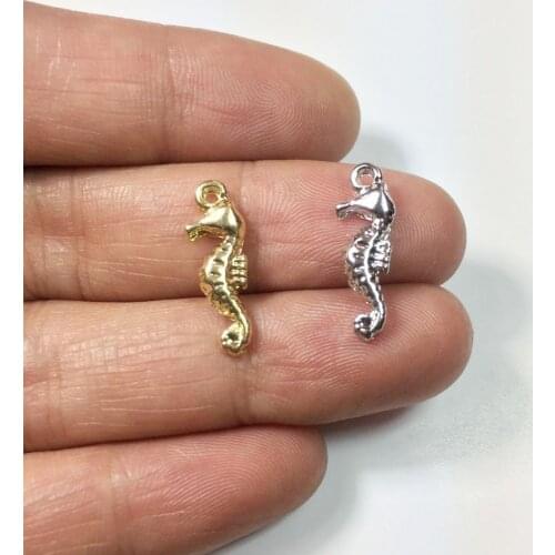 Eruifa 20pcs 16*6mm Mini Sea Horse Charms Zinc Alloy necklace,earring bracelet jewelry DIY handmade 2 colors