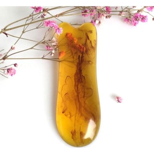 H7JC 7pcs Natural Resin Amber Massage Scraping for Face Neck Gua Sha Scraper Therapy