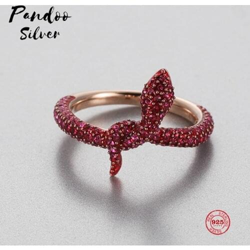 PANDOO Fashion Charm Pure 925 Silver Original 1:1 Copy, Mysterious Feminine Fashion Snake Ring Ring Female Luxury Jewelry Gifts