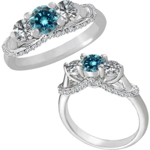 Ofertas Classic Silver Color Inlaid Green Crystal Zircon Rhinestone Female Ring for Women Wedding Jewelry Accessories