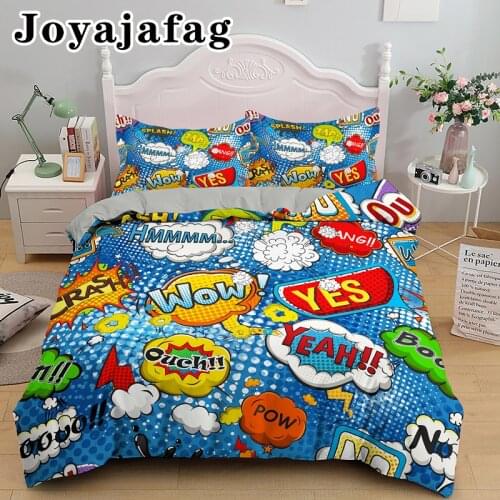 Cartoon Fashion Comic Speech Bedding Set Single Double King Queen Sizes Bedclothes With Pillowcase Duvet Cover 2/3pcs Bed Sets