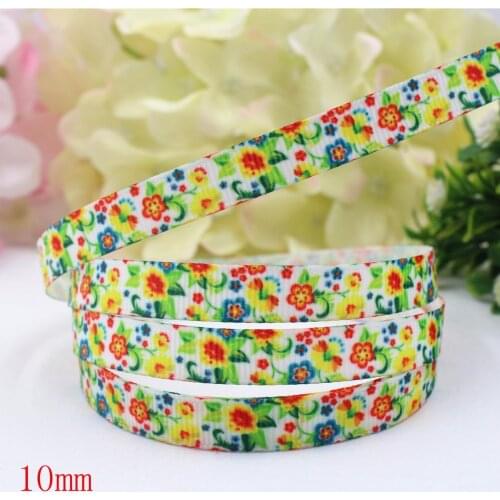 16607-17,(3/8")10mm 10yard/lot Flowers Ribbons Thermal transfer Printed grosgrain Wedding Accessories DIY handmade material