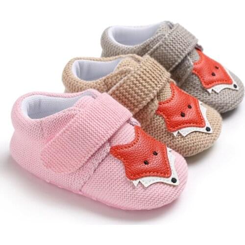 Fashion baby girl princess first walker infant shoes soft bottom non-slip non-slip cute little fox pattern newborn toddler shoes