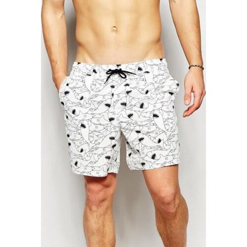 WD900 summer men swimwear beach shorts trend cartoon shark print swimsuit men swim trunk boxer shorts swimwear beach board short