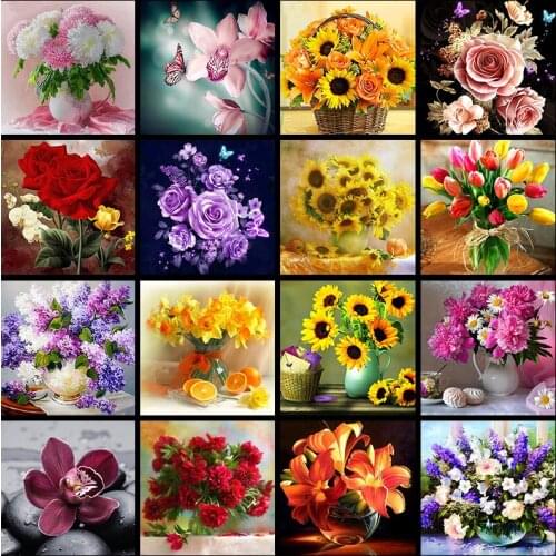 5D DIY Diamond Flower Arrangement Flower Vase Cross Stitch Diamond Embroidery Mosaic Diamond Home Decor