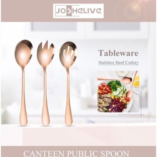 Stainless Steel Salad Spoon Fork 3 Piece Set Spoon Fork Colander Tableware Combination Gift Fruit Dessert Salad Fork Tableware