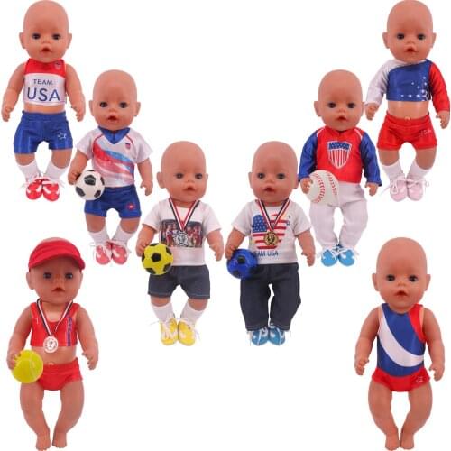 Doll Clothes Olympic Sportswear Shirts 18 Inch American&43 CM Reborn Baby New Born Zaps Generation Cut Doll Accessory Girls Toy