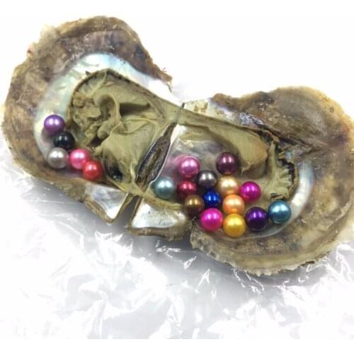 Wholesale 50pcs Akoya Pearl Oysters 7-8MM Perfectly Round Colorful Pearls Single Pearl Saltwater Akoya Shells 28 Colors FP199