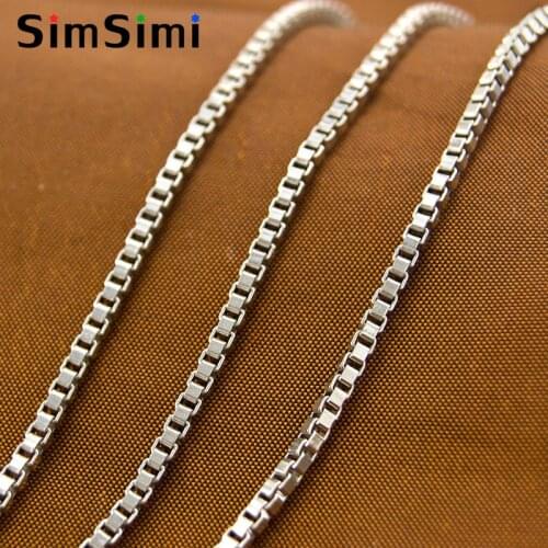 Simsimi women Jewelry necklace 2mm box Chain Thin necklaces Choker matinee Stainless Steel High Quality Wholesale 10pcs