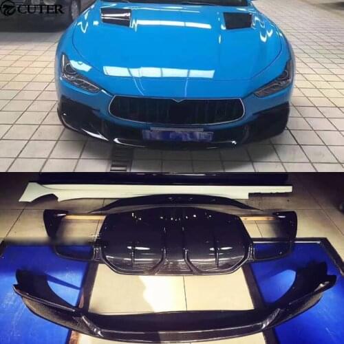 Aspec style Car body kit Carbon Fiber front bumper lip rear diffuser lip side skirts rear spoiler for Maserati Ghibli Q4 14-16