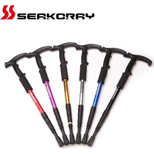 Hiking Sticks Outdoor Fold Trekking Poles Camping Portable Walking Hiking Stick 4 Sections Telescopic Walking Stick
