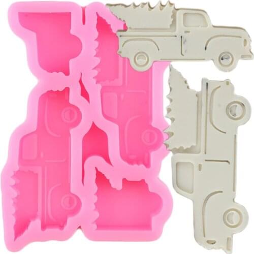 Christmas Tree Truck Silicone Straw Topper Mold Candy Chocolate Fondant Cake Decorating Tools Craft Keychain Epoxy Resin Moulds