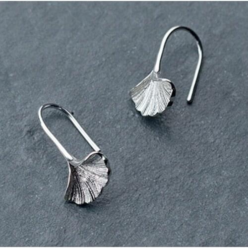S925 Silver Plated Ginkgo Leaf Earrings For Women Girls Sweet Statement Ginkgo Fashion Ladies Earring Jewelry Accessories