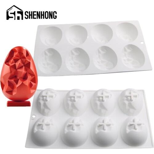 SHENHONG Easter Egg with Diamond Pattern Silicone Cake Molds Chocolate Moulds Kitchen Dessert Bakeware Mousse Baking Tools