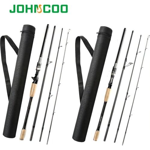 JOHNCOO 2.1Mm 2.4m 2.7m 3.0m Carbon Lure Rod 4 Sections Casting Spinning Fiber Rod M Power Travel Rod Telescopic Fishing Pole