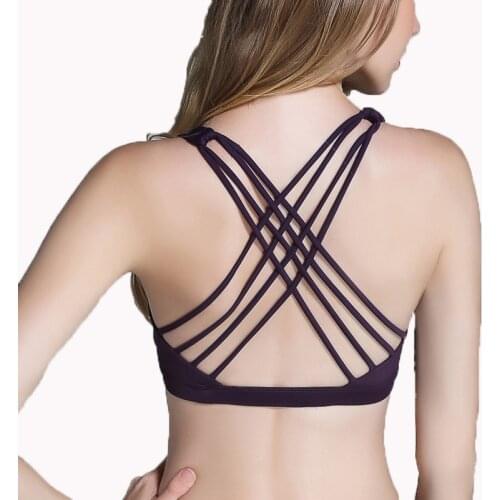 Fitness Sports Bra for Women Push Up Solid Cross Back Running Gym Training Workout Femme Padded Underwear Crop Tops Female