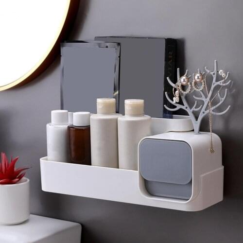 1 Set Storage Rack Practical Strong Bearing Capacity Plastic Punch Free Tree Cosmetic Makeup Shelf Home Decorative Holder Tool