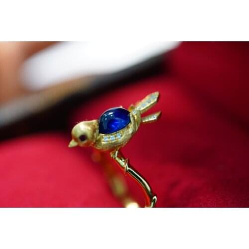 SX710 Solid 18K Gold Nature 1.19ct Nature Blue Sapphire Rings for Women Fine Jewelry Presents the Six-word Admonition