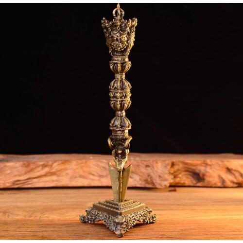 Tibetan Buddhism Double Layers Buddhist Vajra Dorje Phurba With Base