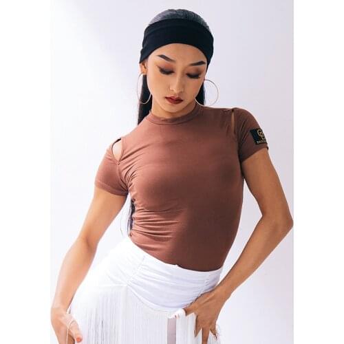Latin Dance Practice Clothes Female Short/Half Sleeve Practice Tops Modern Standard Shirt Rumba Outfits Tango Clothing DWY5543