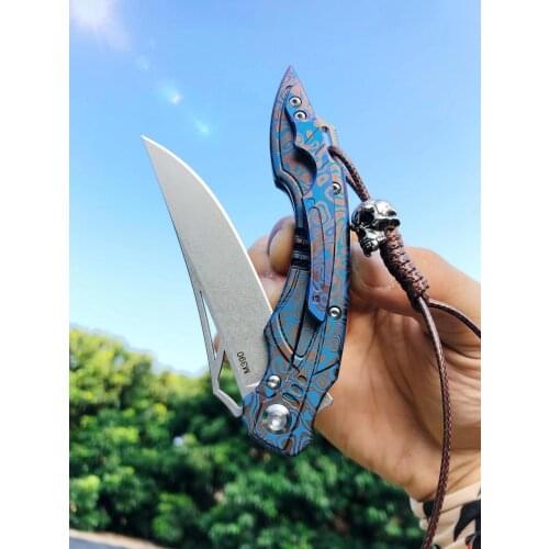 High quality outdoor M390 Blade TC4 Titanium Alloy Handle Outdoor camping hunting Hunting pocket knives EDC tools