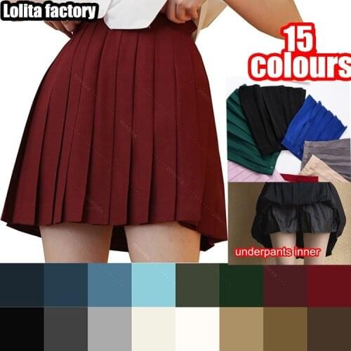 New High Waist A Line pleated skirts Harajuku Lolita Gray White Black a-line sailor skirt Cosplay Japanese school Skirts Uniform