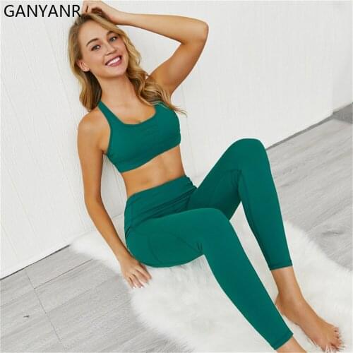 GANYANR Seamless Yoga Set Fitness Clothing Sportswear High Tracksuit Bra Activewear Sports Leggings Bodysuit Gym Wear Women Suit