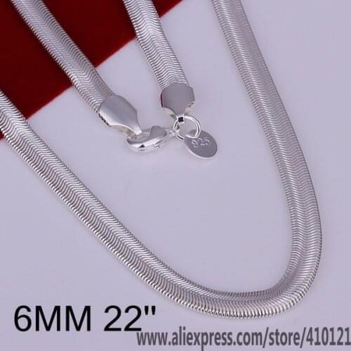 N193-22 Lucky Charm Silver Color Pendants For Women Sterling Necklace Accessories Fashion 6mm Snake Bone Necklace-22 /dgx