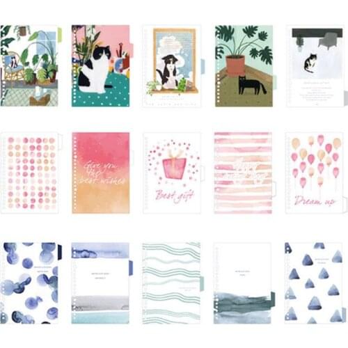 1Set Fresh Diary Paper Binders A5 A6 Loose Leaf Notebook Divider Index Separator