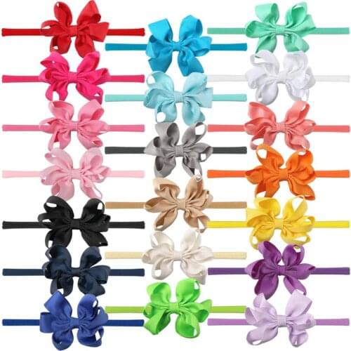 1PC Handmade Hair Bow with Nylon Headbands Soft Elastic Hair Band 3inch Bows Children Girls Hair Accessories