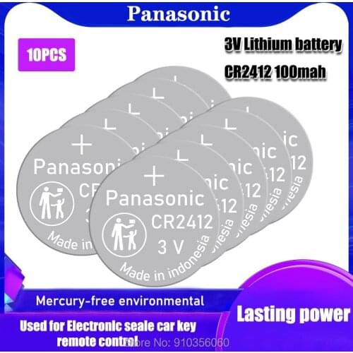 10PCS 100% Original New For Panasonic CR2412 3V Lithium Coin watch Key Fobs Battery For swatch watch For LEXUS Car Controller