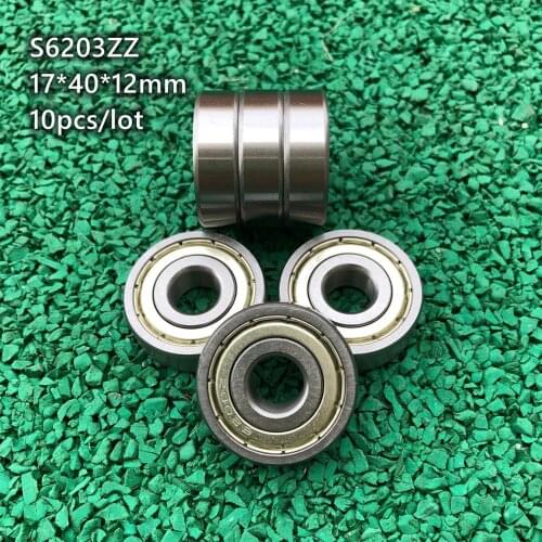10pcs/lot S6203ZZ S6203 ZZ 17x40x12mm stainless steel bearings Deep Groove Ball bearing 17*40*12mm 6203 6203ZZ