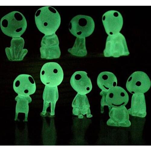 10Pcs Miniature Bonsai DIY Resin Crafts Terrarium Figurine Fairy Garden Ornament Luminous Tree Elves Doll Decor