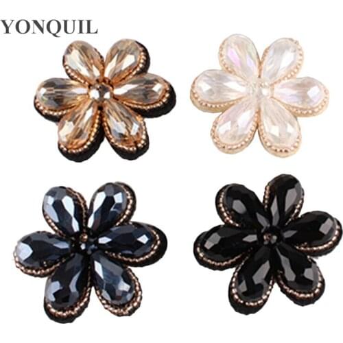 12PCS/LOT Bead Caps Rhinestone Patch 4.5 CM Size Clothing Sewing On Patch Beading Applique Shoes Bags DIY Accessories SYBB123