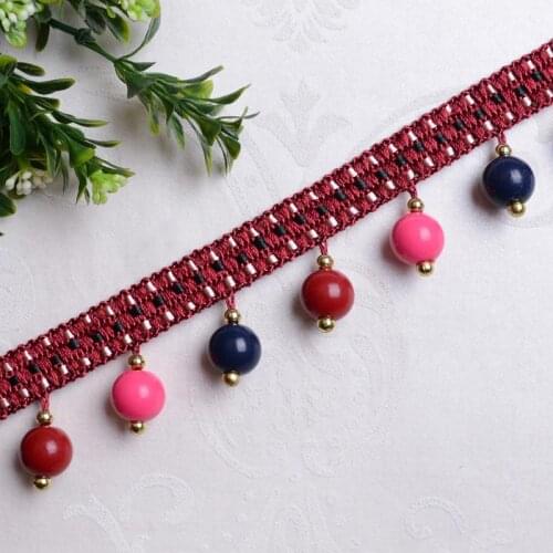 12 Yards/lot Diy Lace European Curtains Beads Ball Lace Accessories Home Textile Decorative Pillow Hanging Ear Fringe Borlas