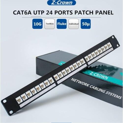 19''1U CAT6A UTP 24P Patch Panel Straight-through RJ45 Network Cable with Keystone Modular Jack Ethernet Distribution Frame