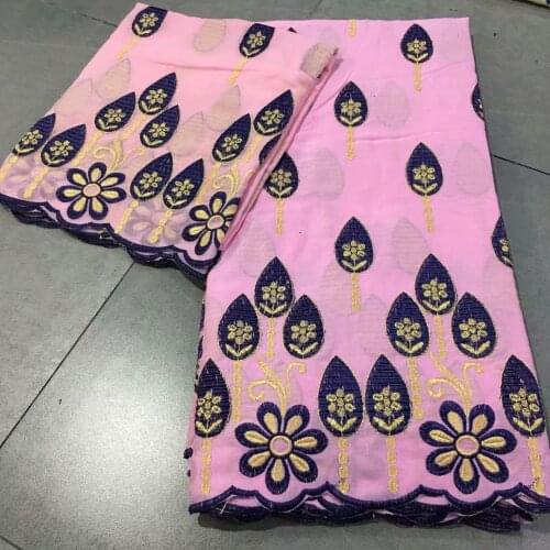 2021 High Quality Embroidery Swiss Voile Cotton Lace Fabric Latest French Tissu Africain Coton Brode For Wedding Dress 5+2 Yards