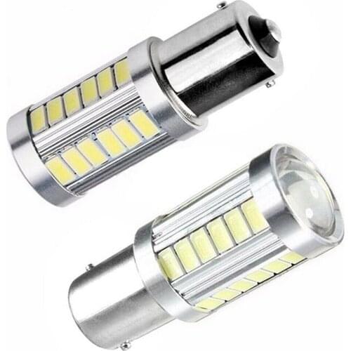 2X BA15S P21W 1156 Backup Reverse Light 33 SMD 5630 LED Car Lamps 12V Cold White Auto Lamp Super Bright Bulbs White